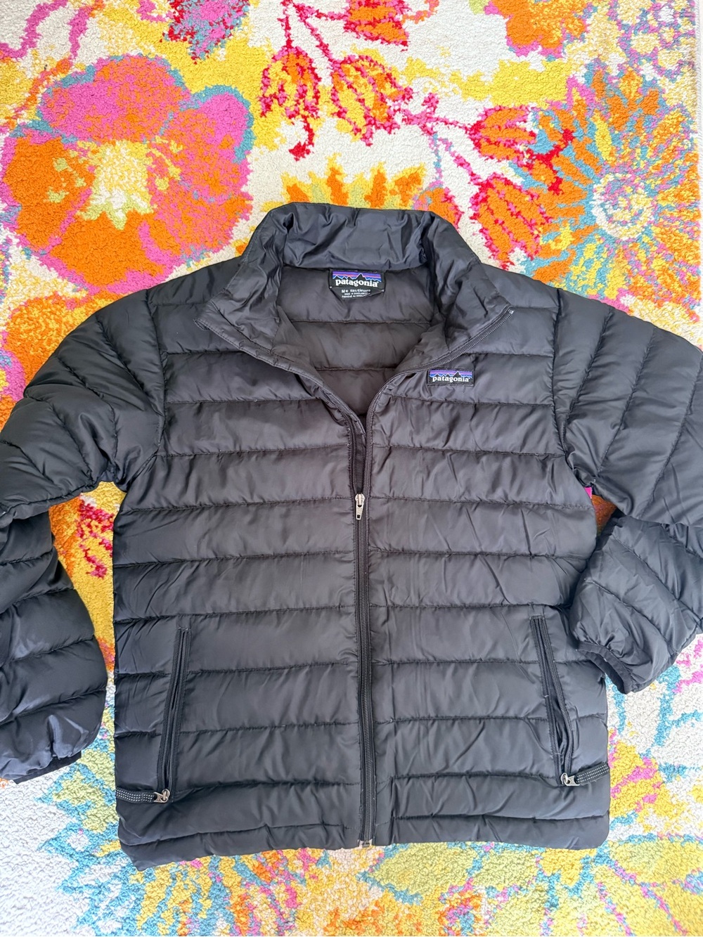 Patagonia Goose Down Puffer Sweater Jacket Boys Medium (10) Kids Black Full Zip